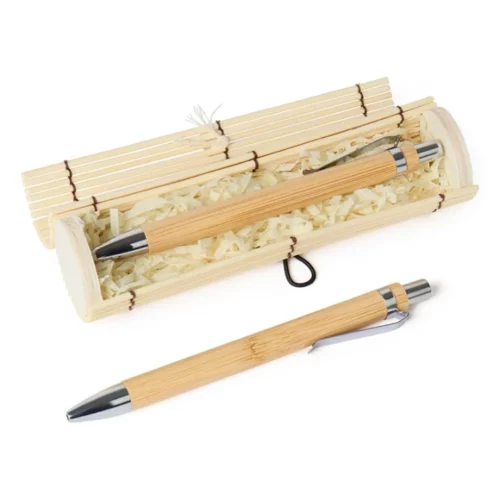 Bolígrafo Madera Con Caja Bambú