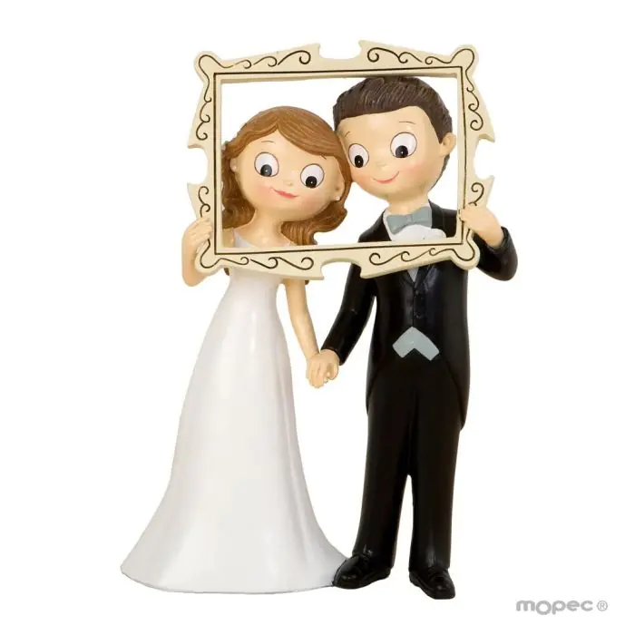 Figura pastel Pop y Fun novios marco photocall