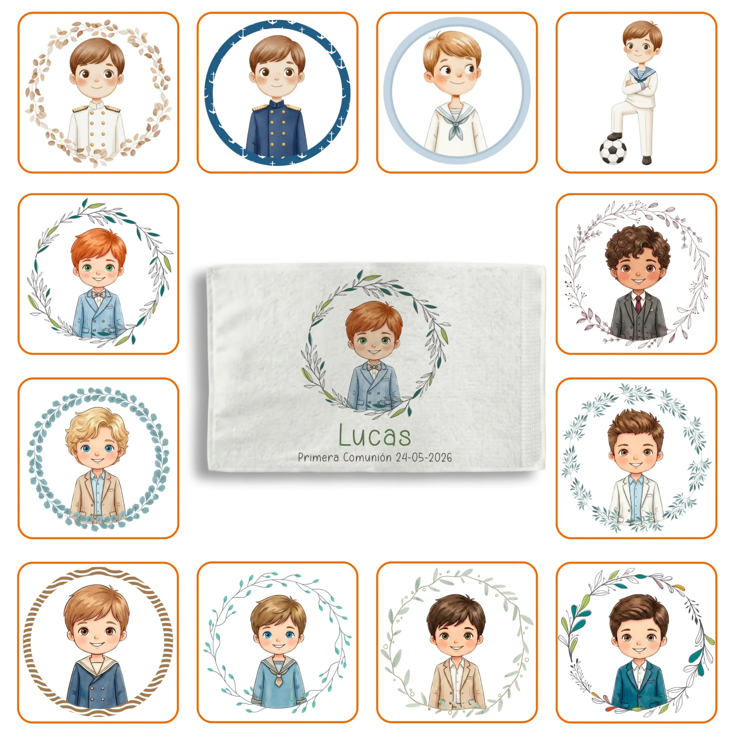 Toalla Rizo Personalizado Niño Comunión