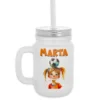 Jarra con Pajita de Cristal Nombre Niña Pajarito