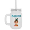 Jarra con Pajita de Cristal Nombre Niño Balón